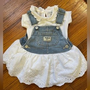 Oshkosh white and denim dress set